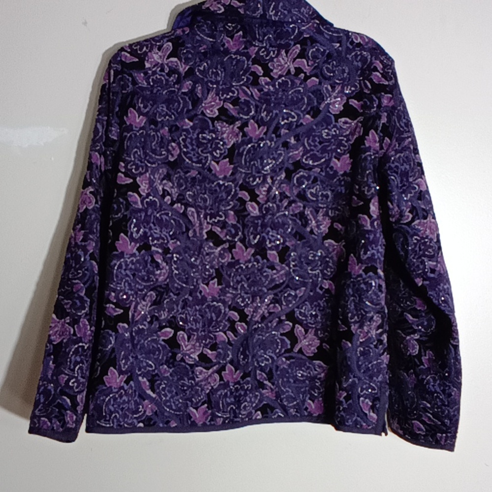 Purple Floral  TOP BLAZER SIZE SMALL - Picture 5 of 6